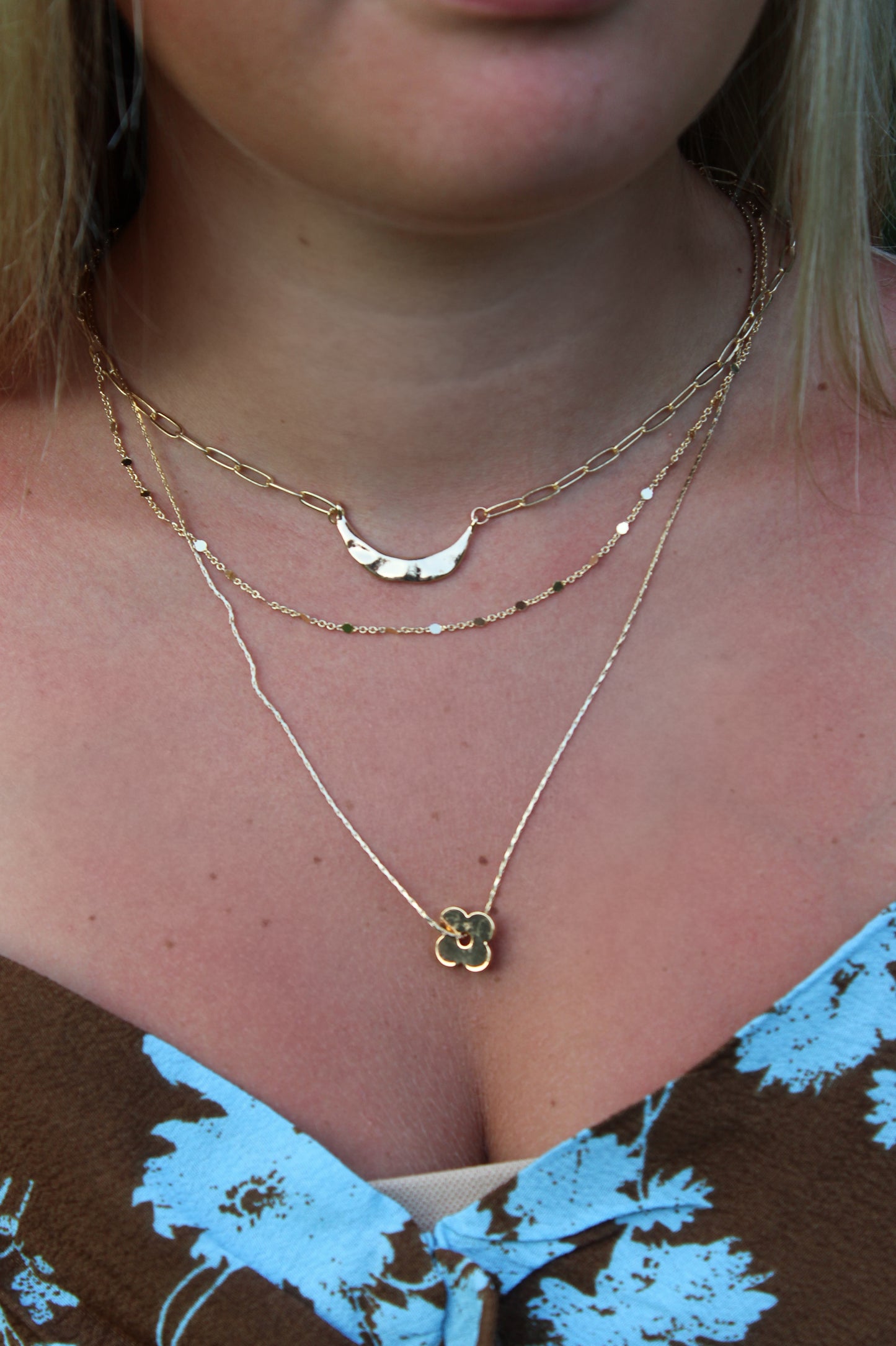 Dainty Flower + Feather Necklace