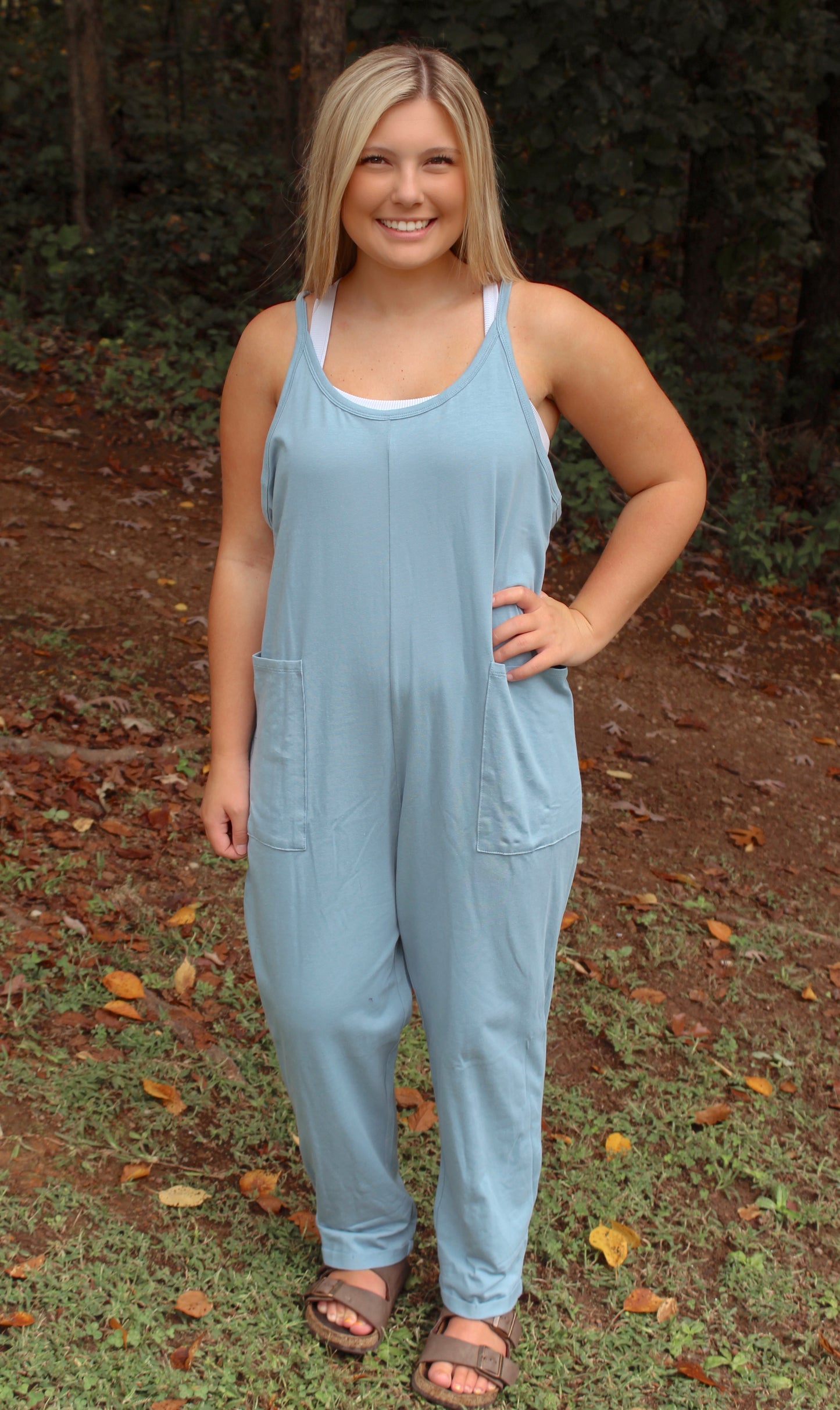 Cozy Queen Jumpsuit - Blue Grey