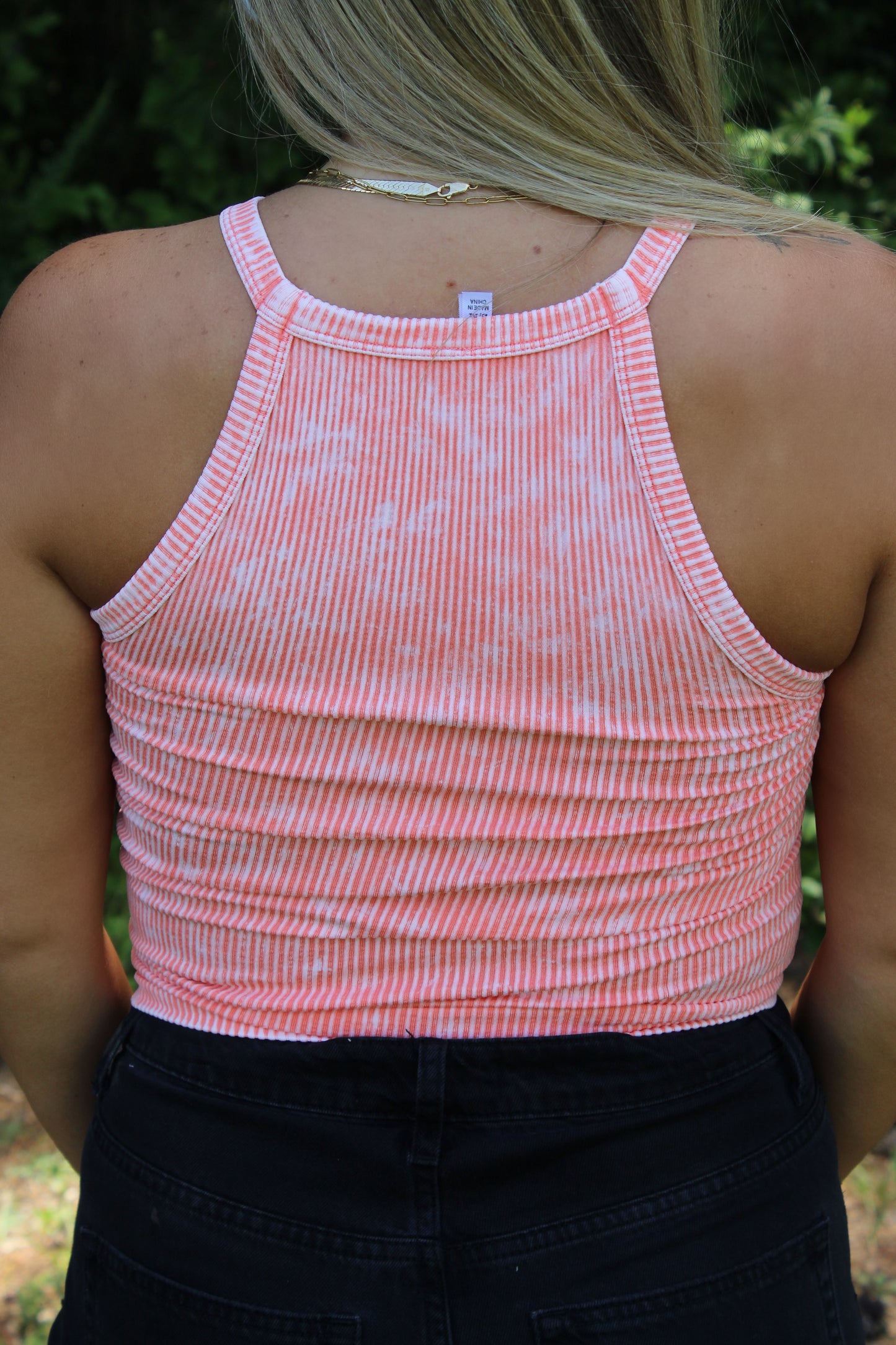 Coral Stone Washed Ribbed Cami Top