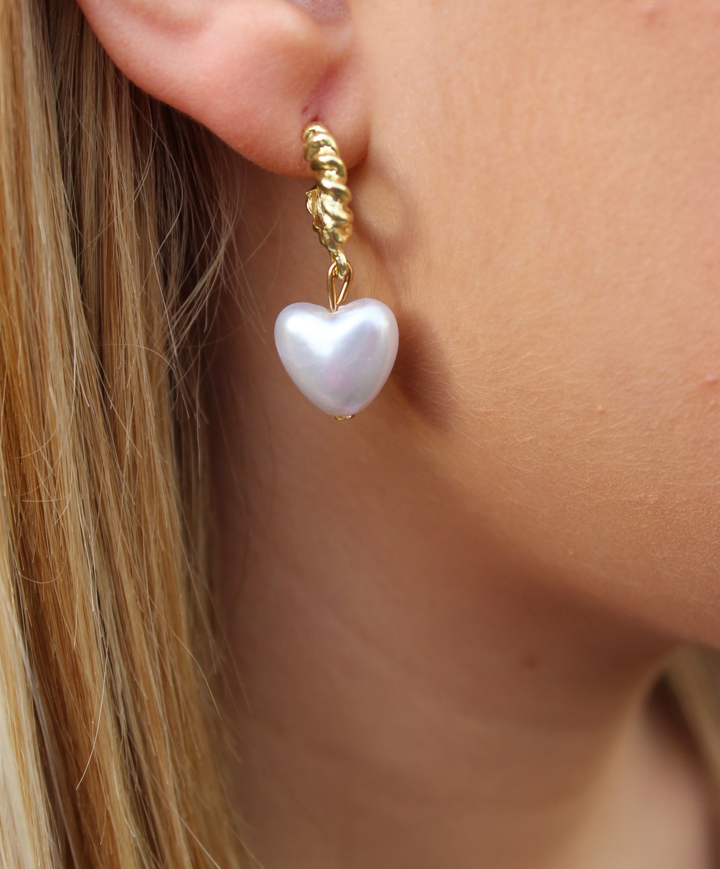 Hoop With Heart Dangle Earrings