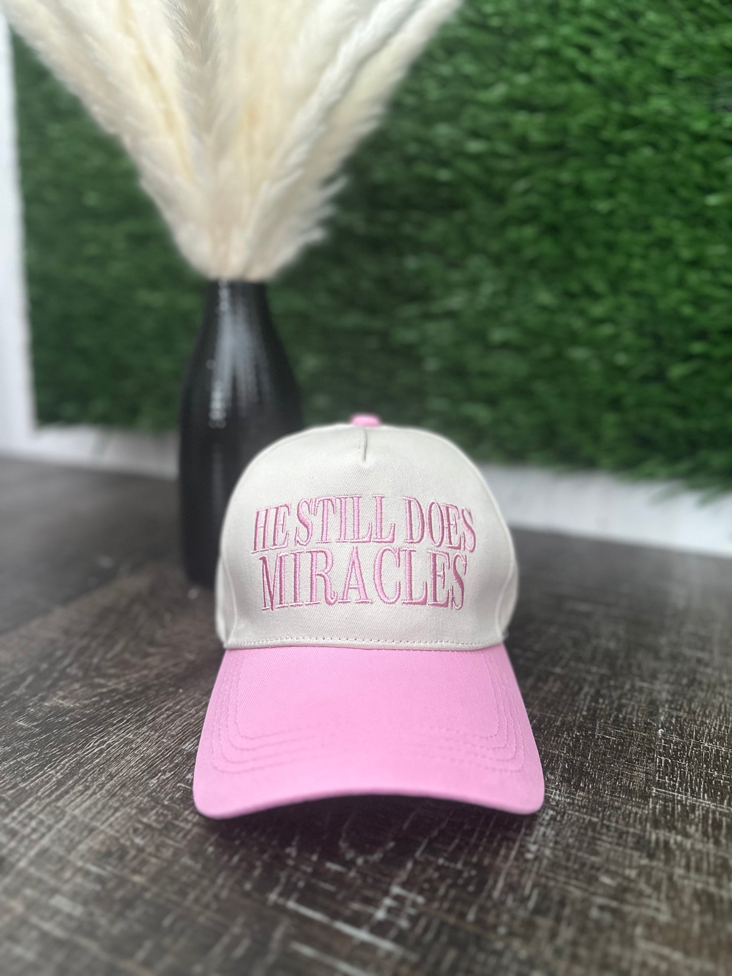 He Still Does Miracles Embroidered Hat - Pink