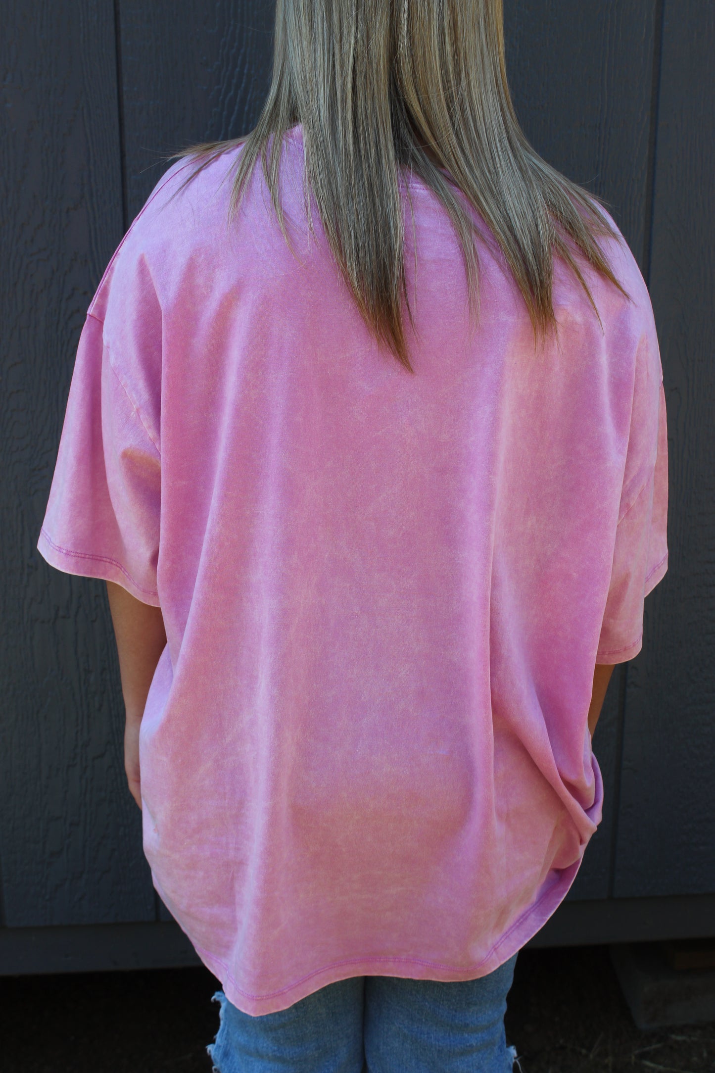 Acid Wash Boyfriend Tee - Mauve