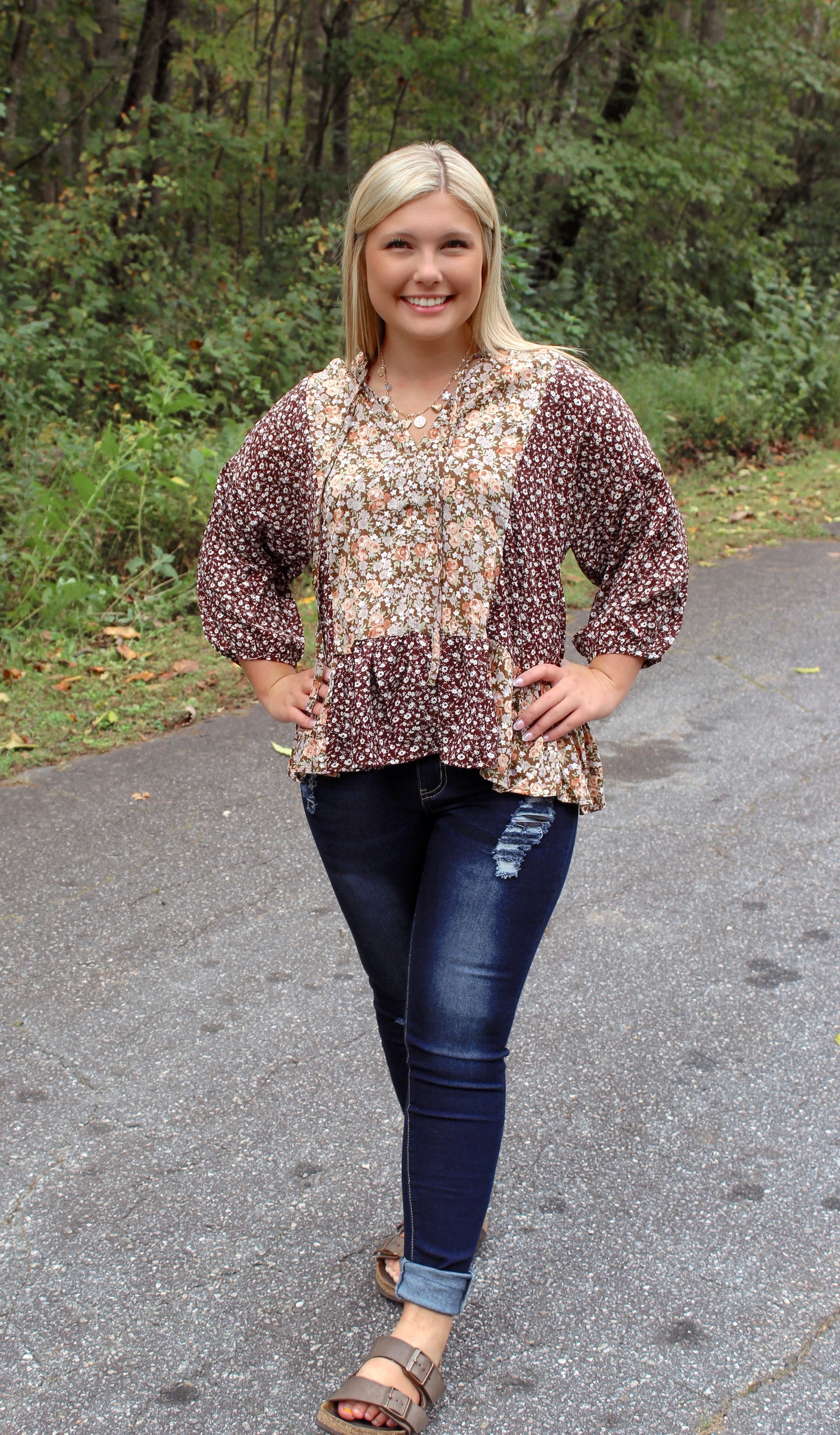 For The Love Of Floral Half-Sleeve Top