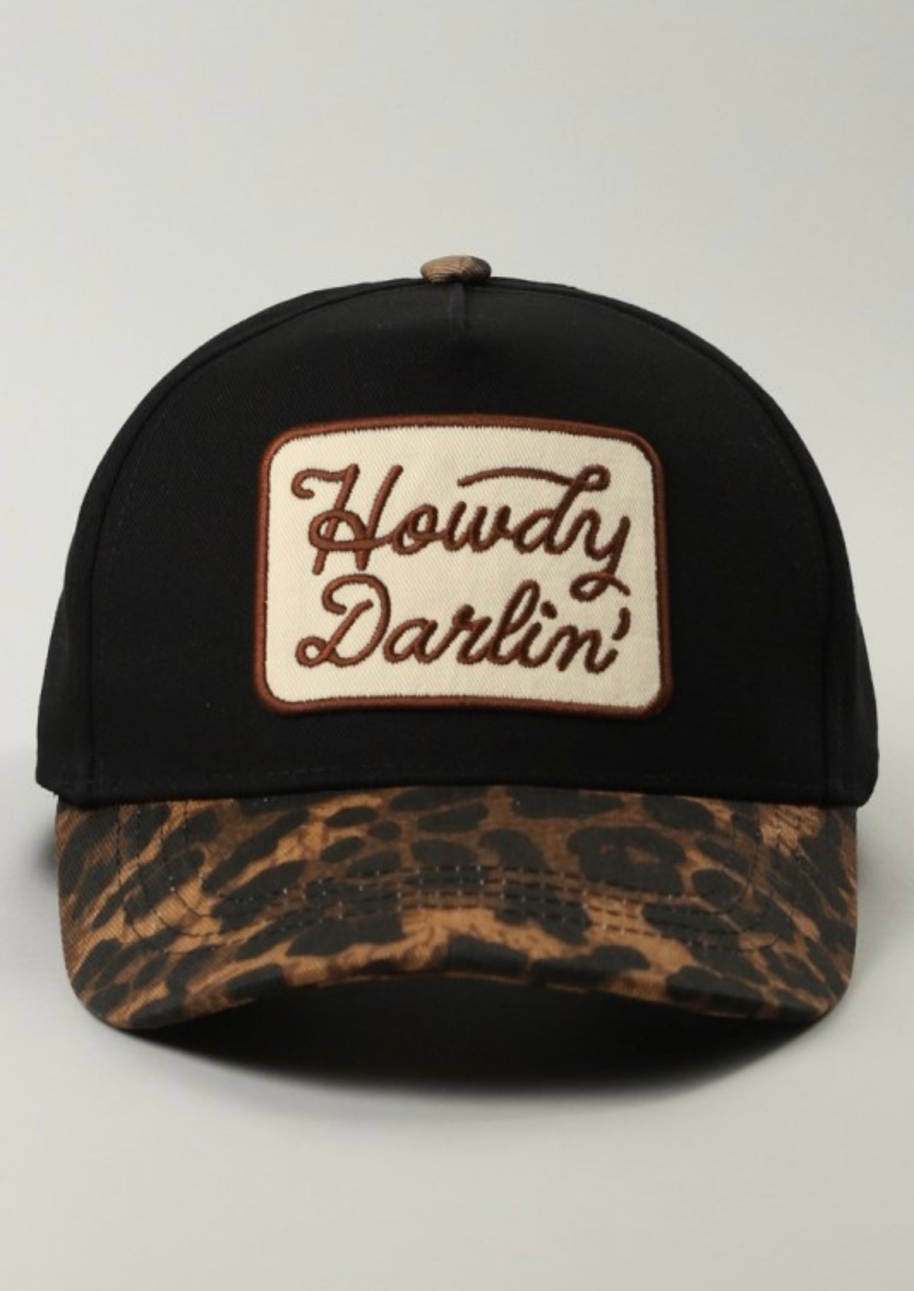Howdy Darlin Leopard Brim Trucker Hat