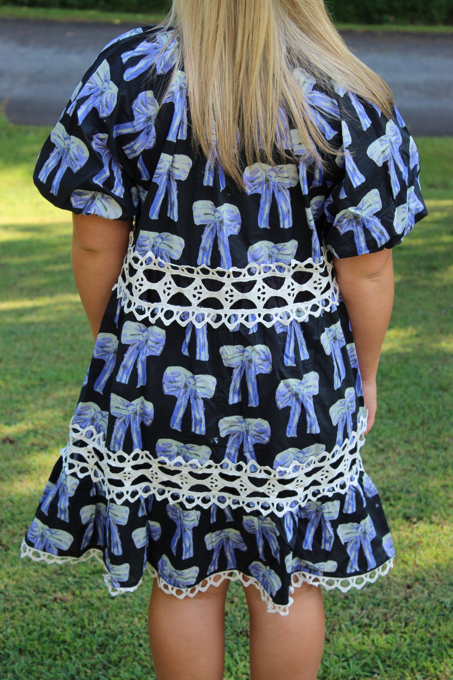 For The Love Of Bows Eyelet Mini Dress