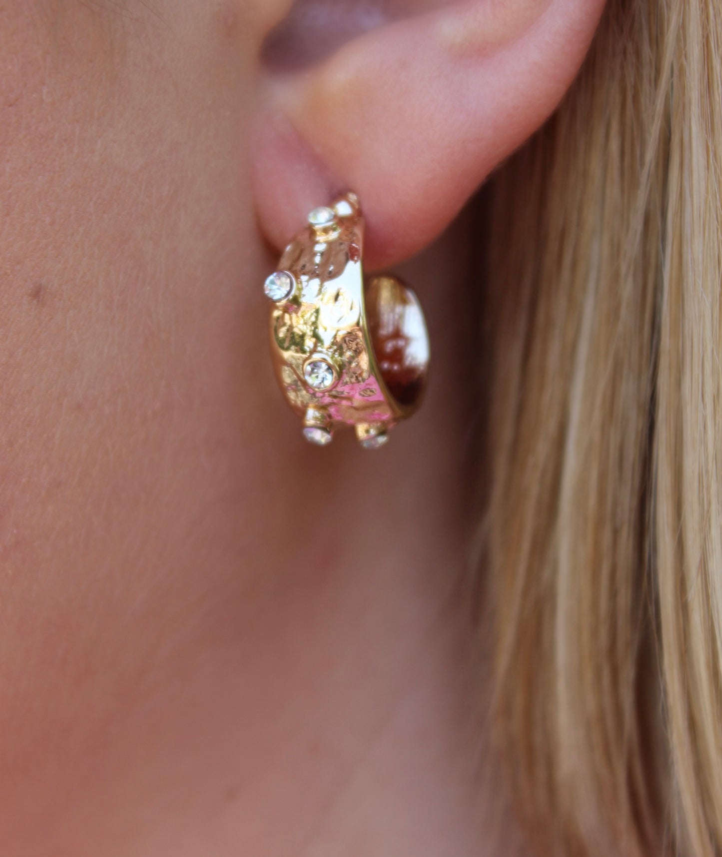 Mini Rhinestone Hoop Earrings
