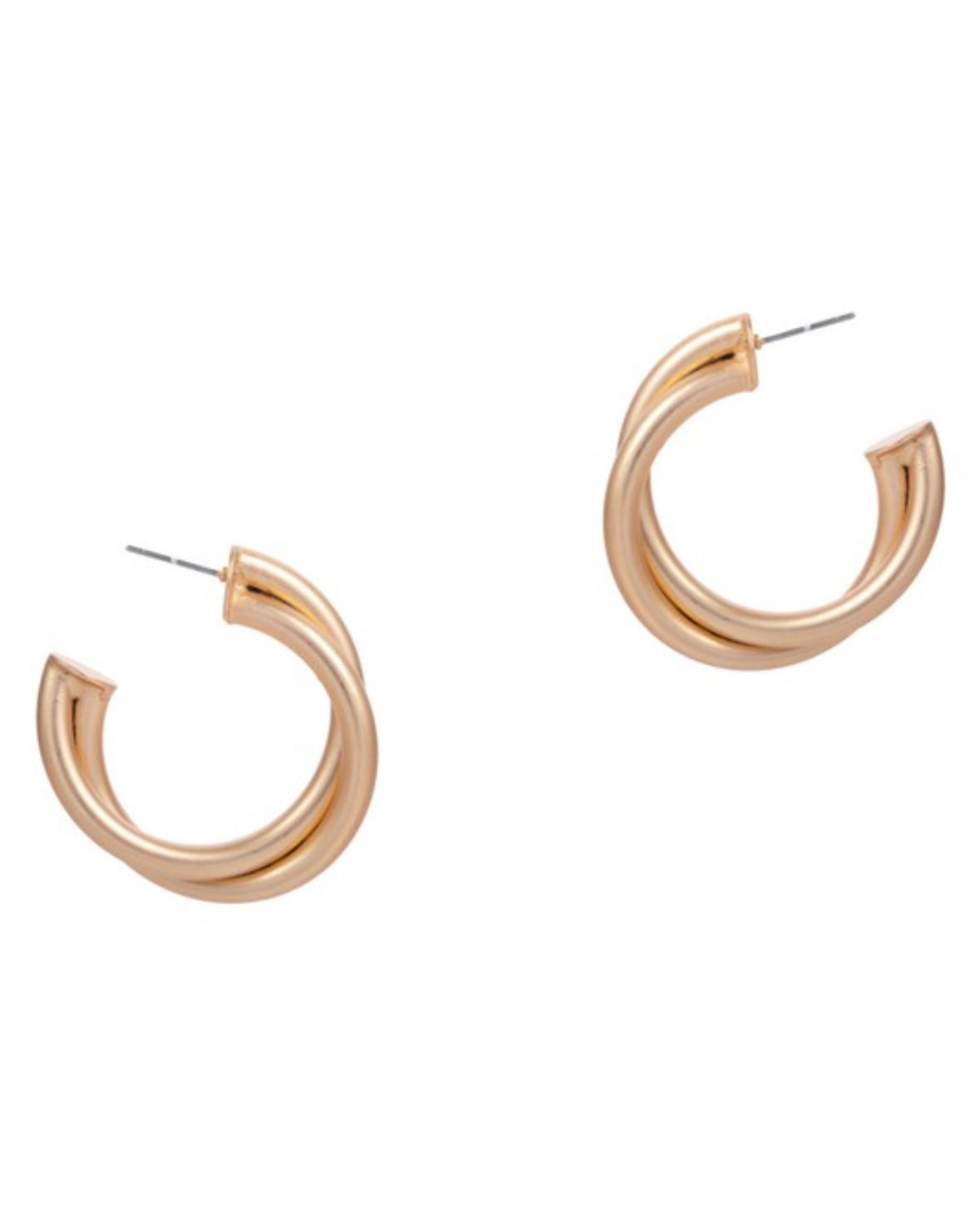 Double Circle Hoop Earrings - Gold