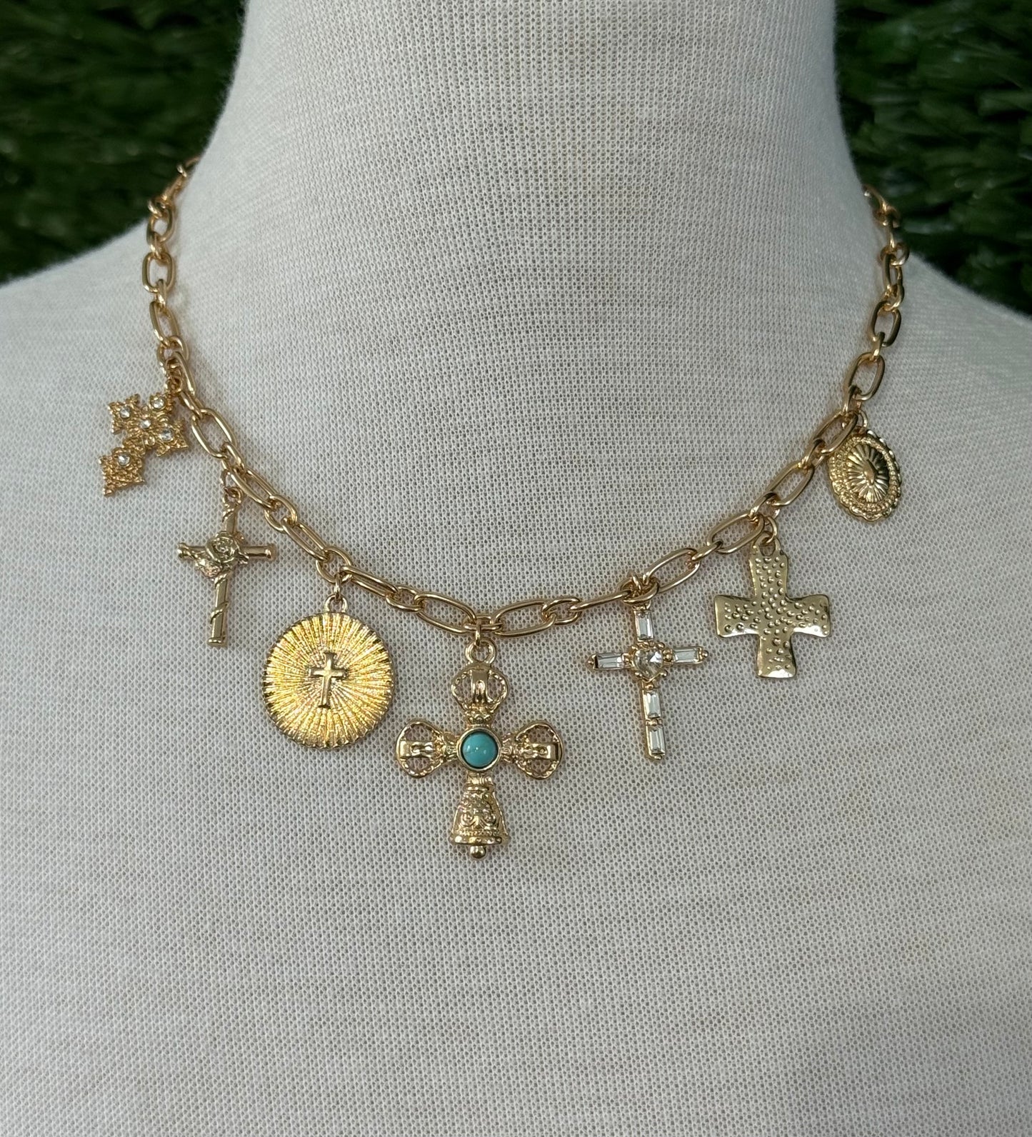 Cross Medallion Charm Necklace
