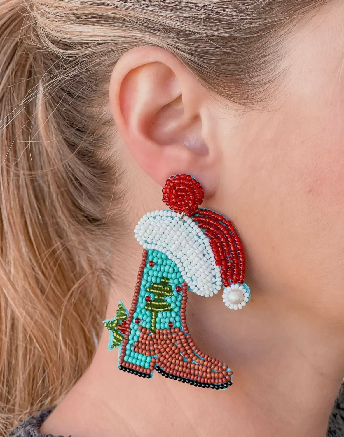 Christmas Cowboy Boot Earrings