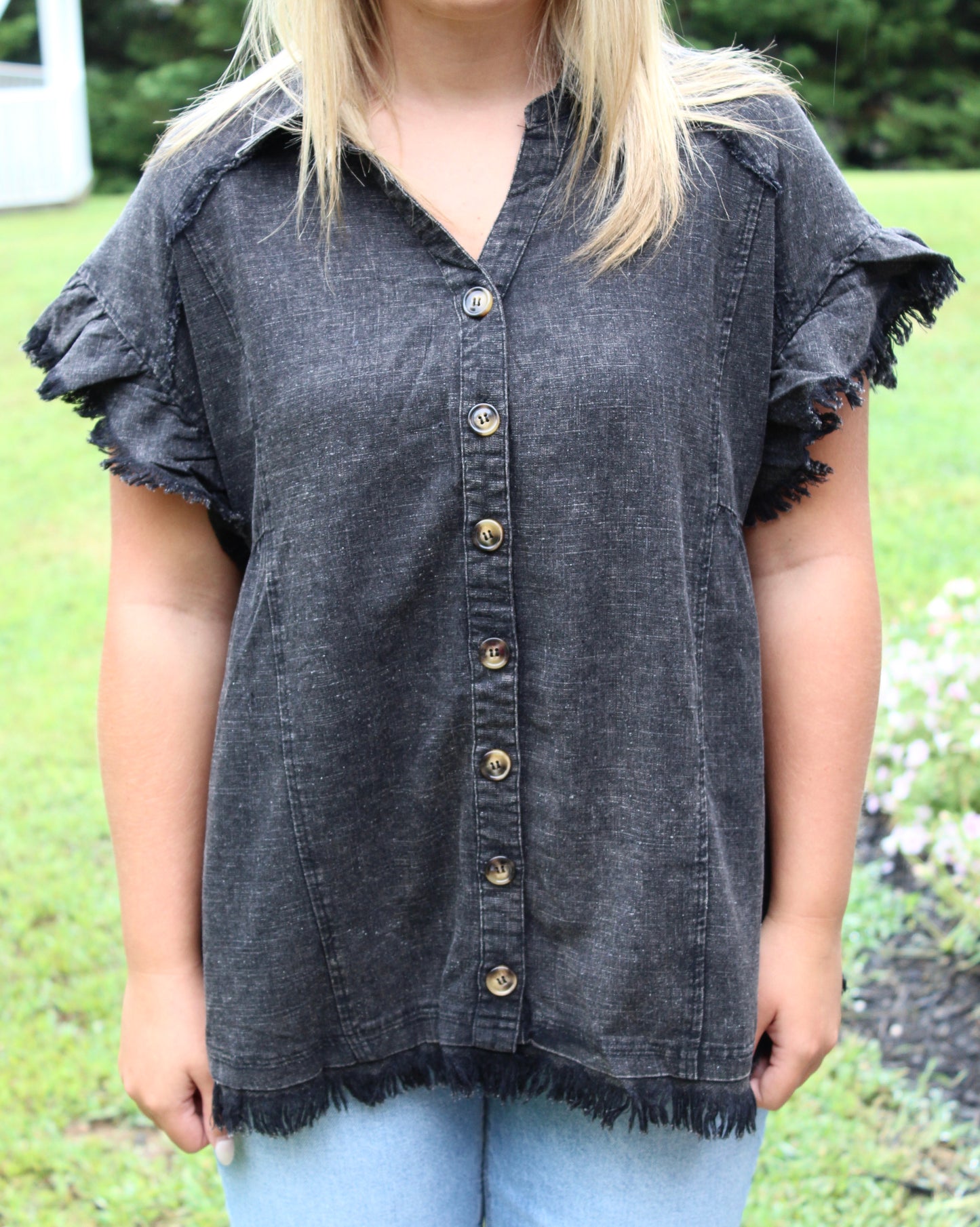 Rooftop Lounge Frayed Hem Top
