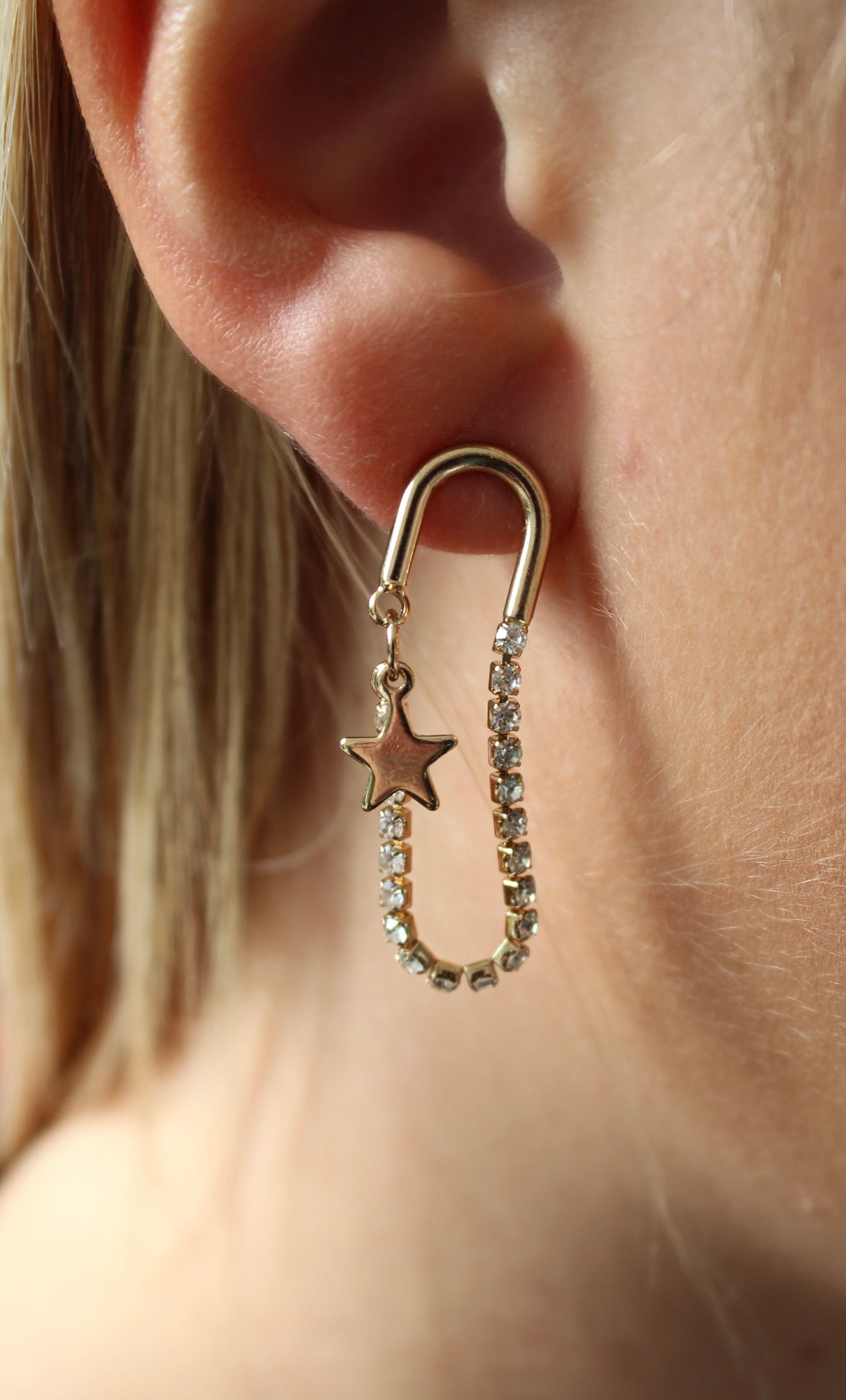 U Shape Rhinestone Drop Earrings