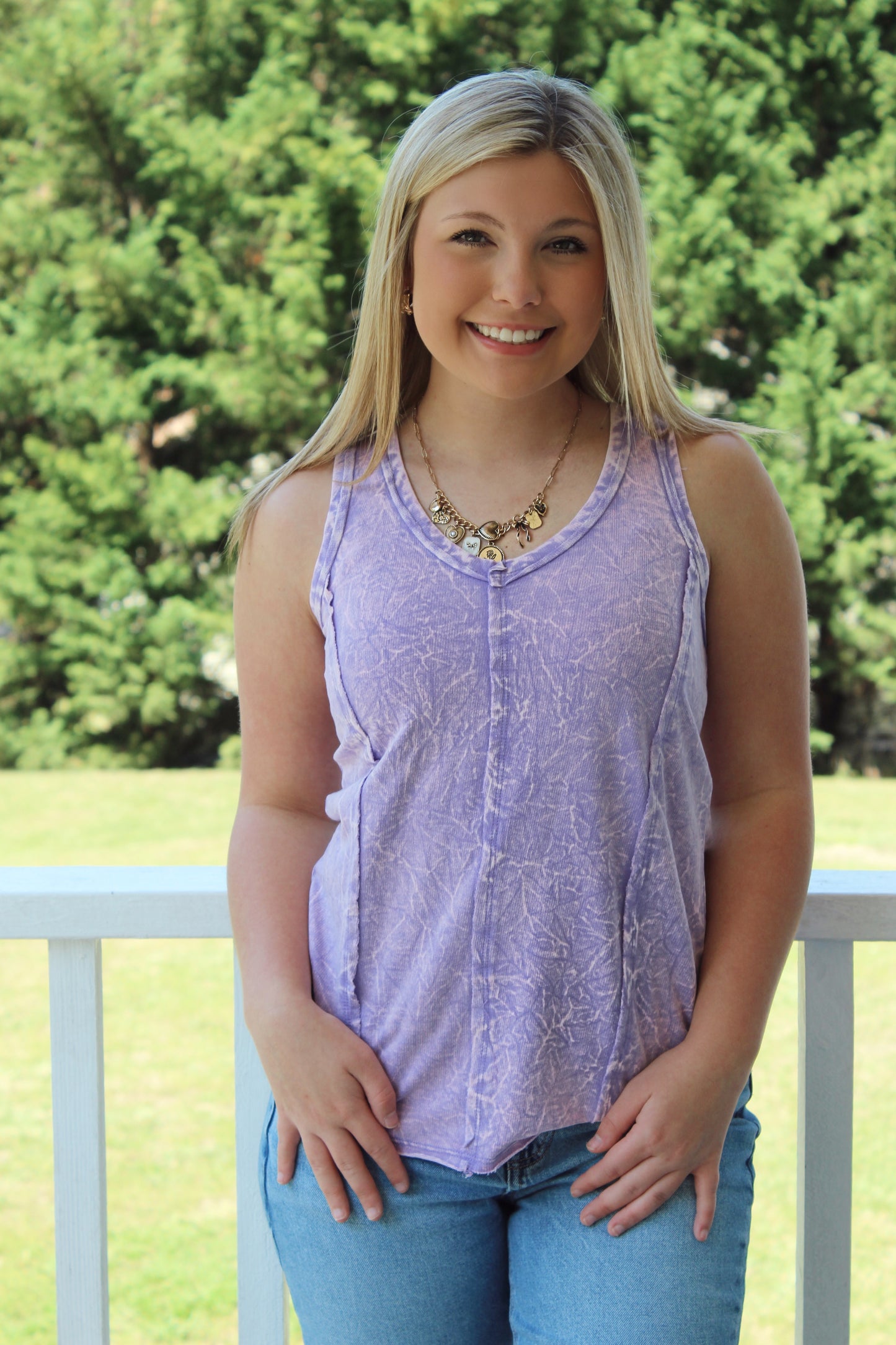 Lavender Crinkle Wash Tank