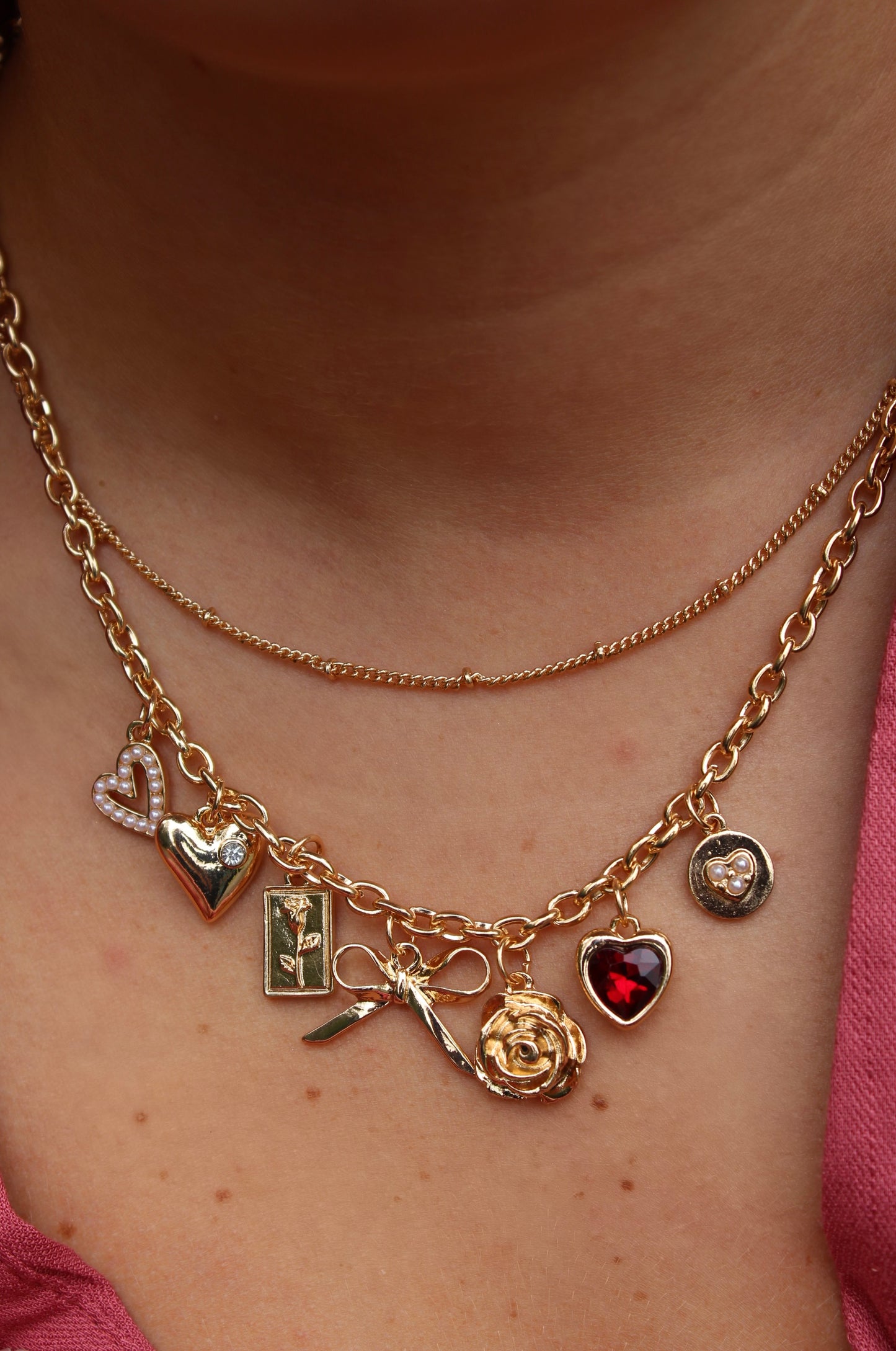 Gold Chain W/ Romantic Charms Necklace