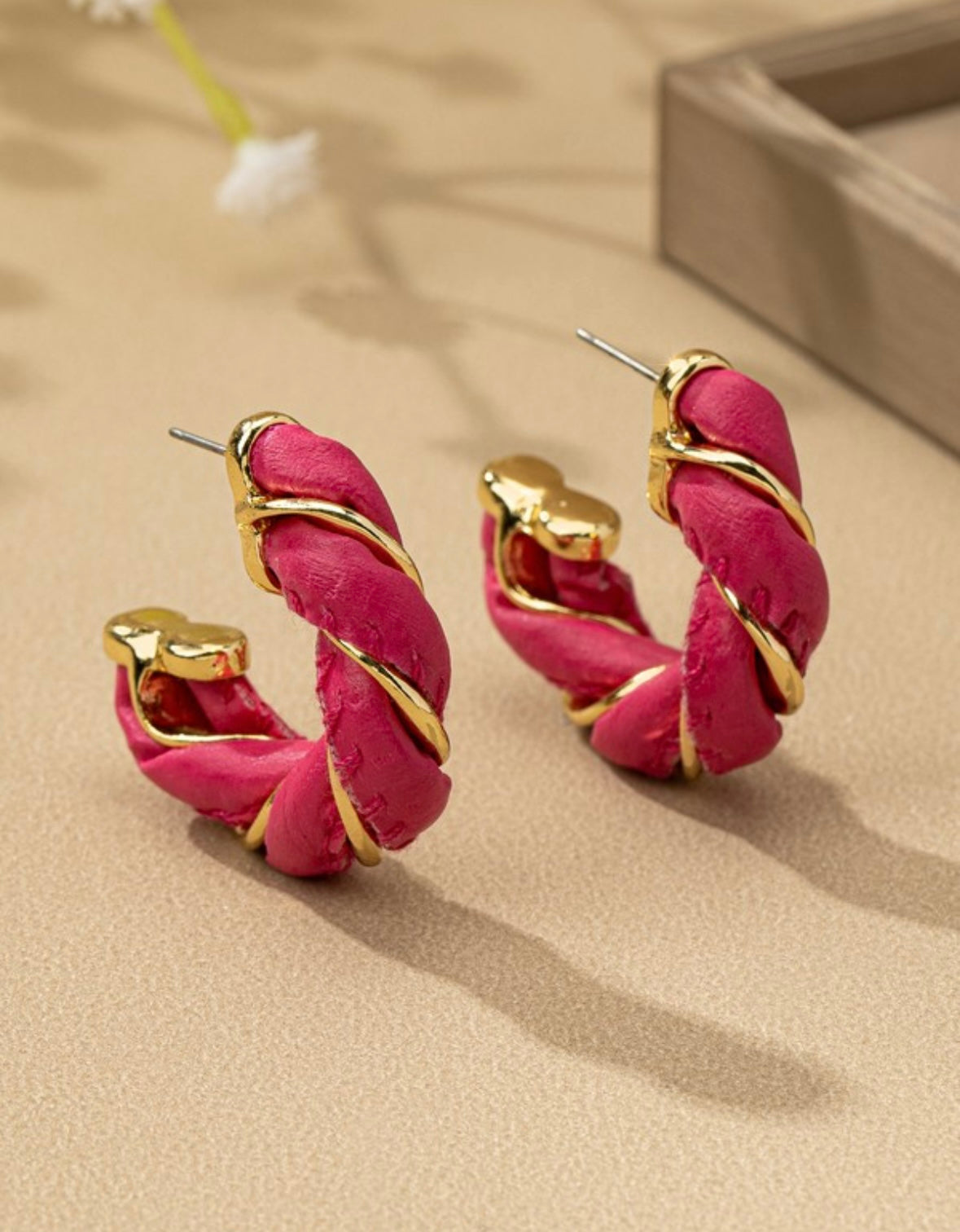 Twisted Faux Leather Hoop Earrings