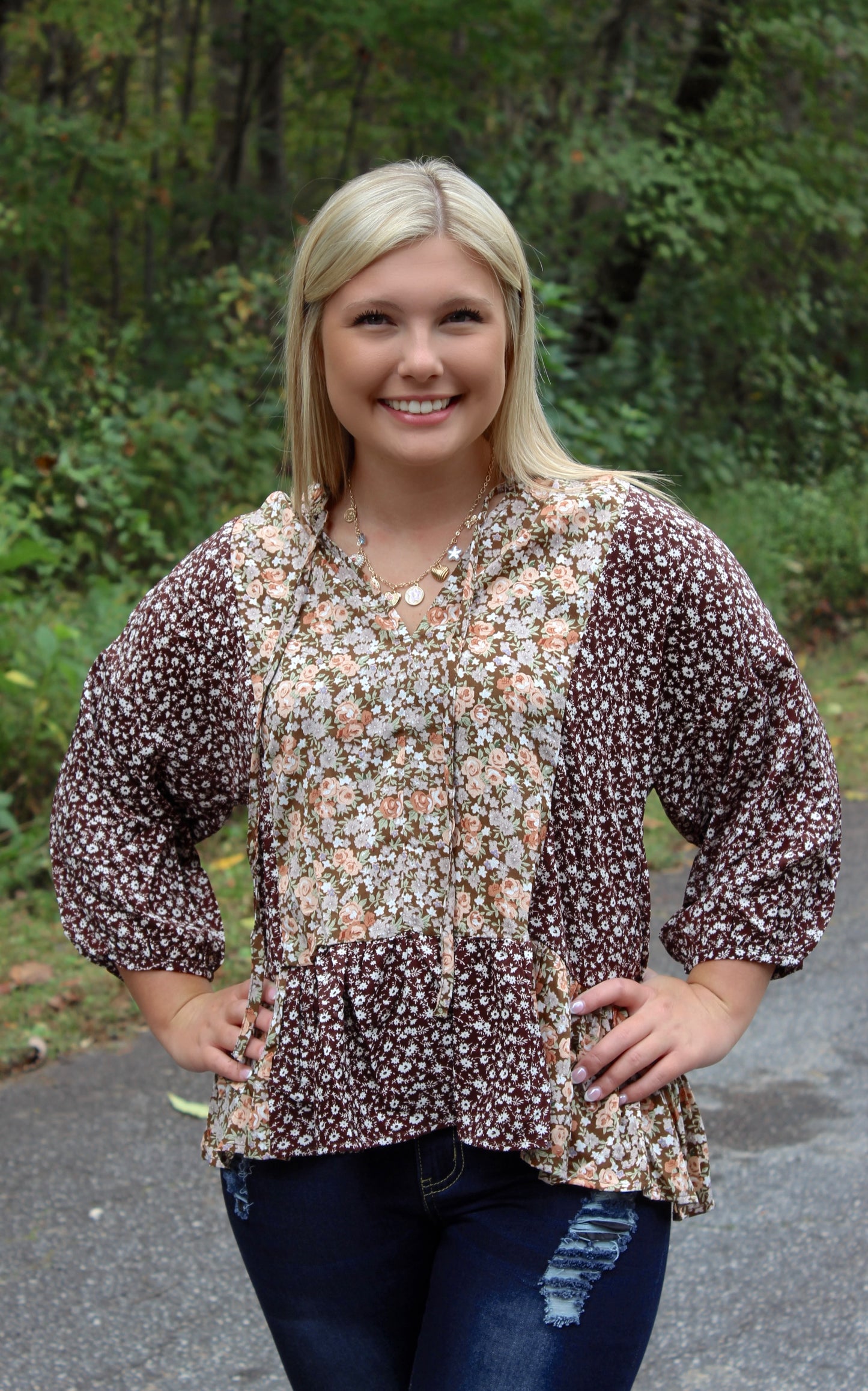 For The Love Of Floral Half-Sleeve Top