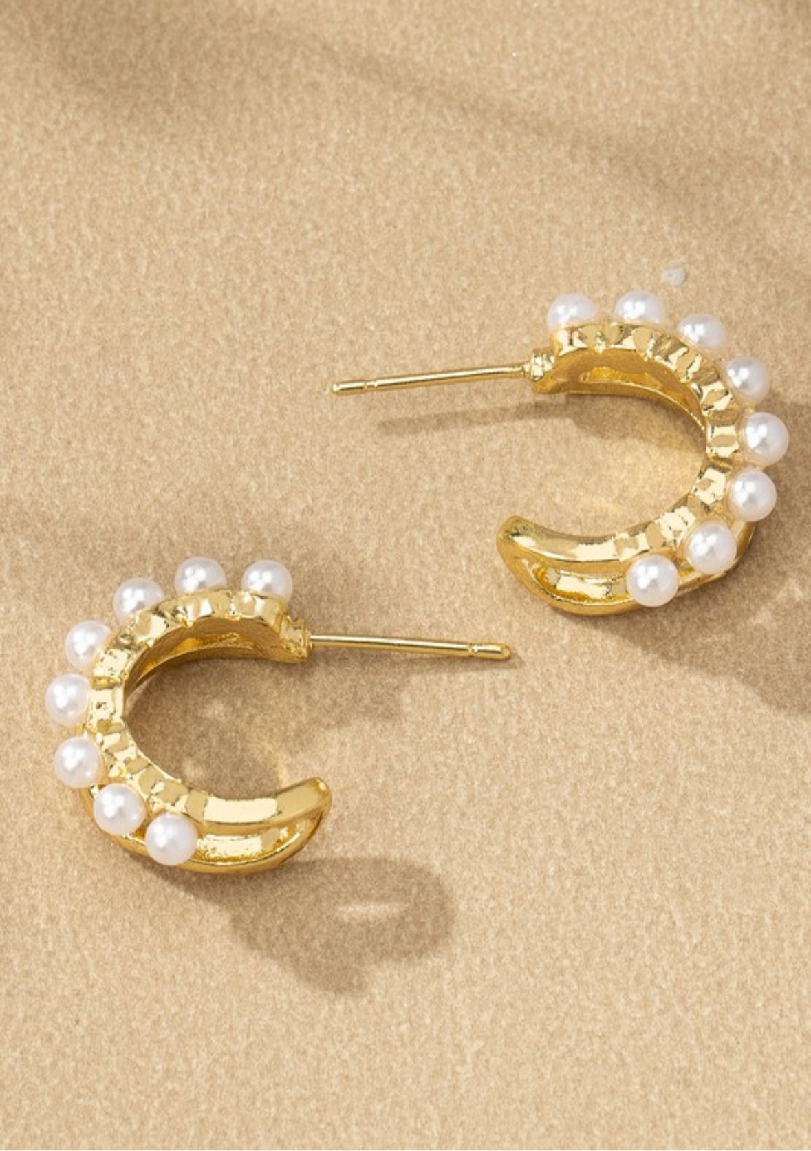 Two Layer Hoop Earrings W/ Half Pearls