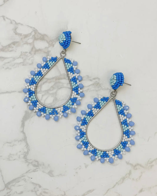 Geometric Teardrop Beaded Earrings