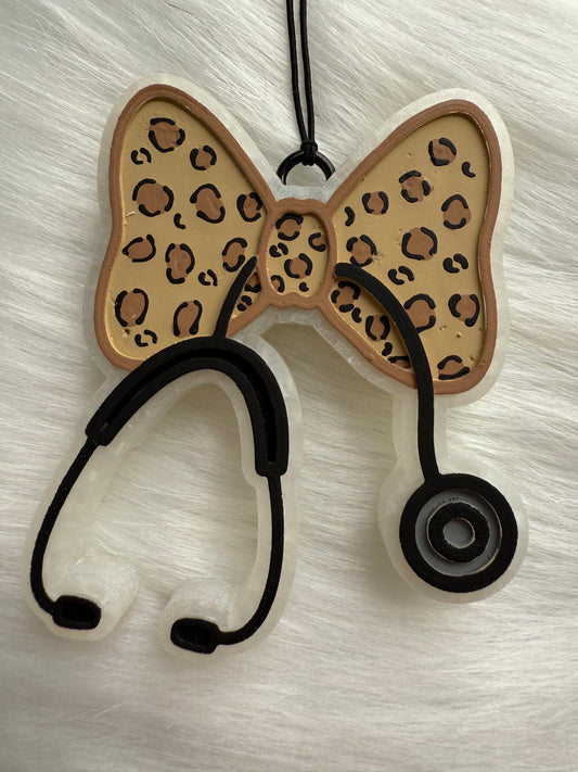 Stethoscope W/ Cheetah Bow Freshie