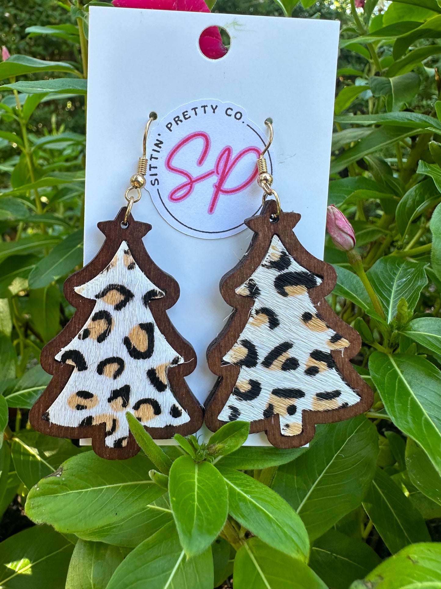 Wooden Fur Christmas Tree Earrings