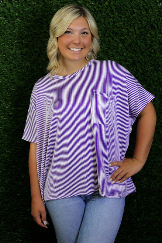 Cozy Ribbed Oversized Short-Sleeve Top