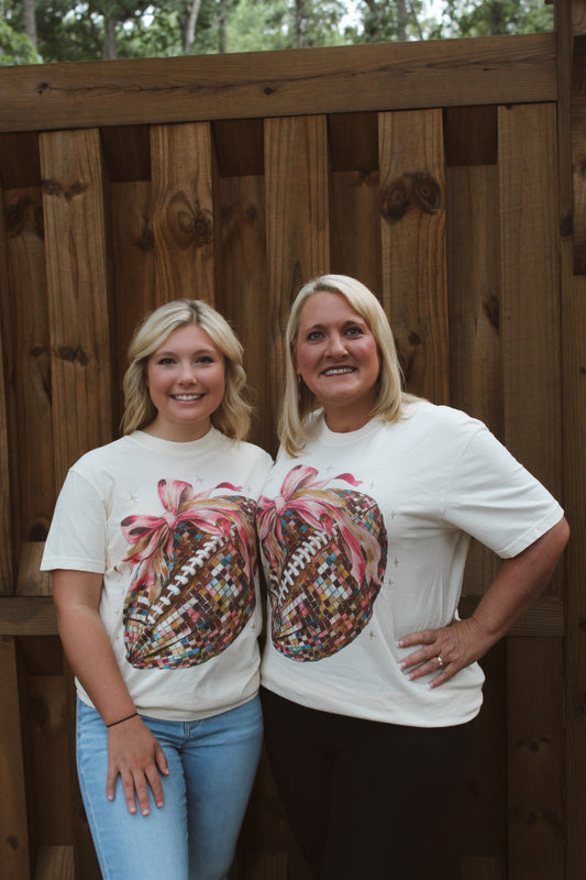 Disco Bow Football Tee