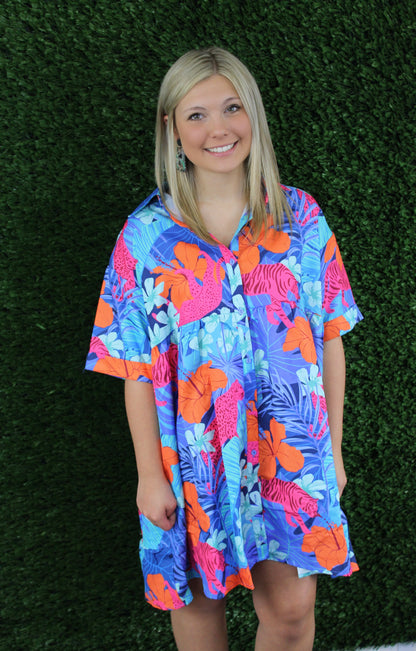 Welcome To The Jungle Collared Dress