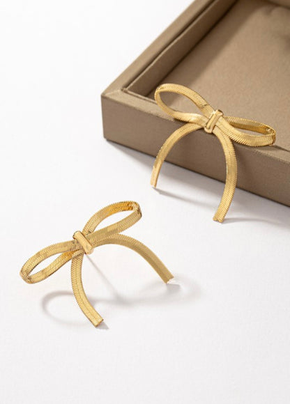 Herringbone Chain Bow Tie Earrings