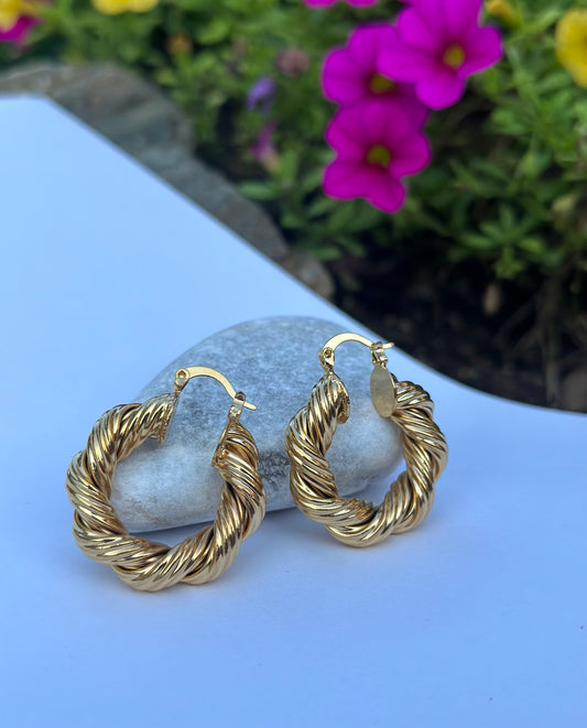 Golden Twist Huggie Earrings