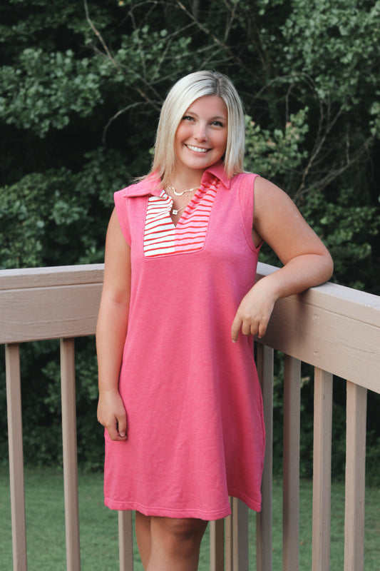 Patio Views Open Collared Dress
