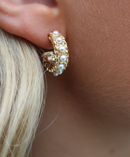 Chunky Chain Pearl Hoops