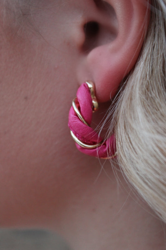 Twisted Faux Leather Hoop Earrings