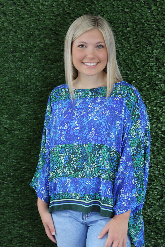 Animal Print Kimono Sleeve Top