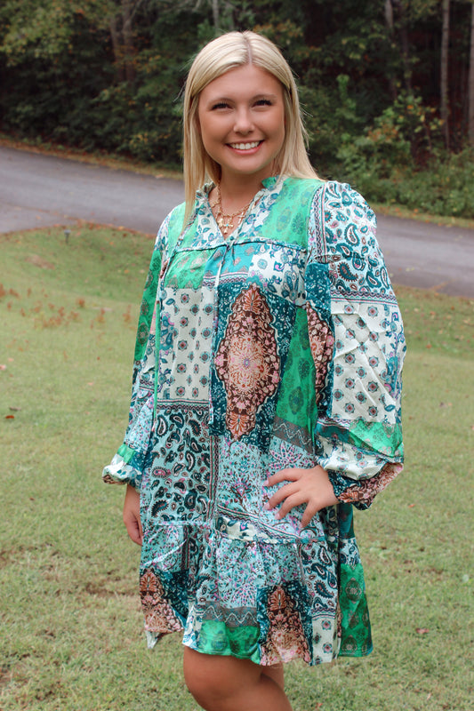 Autumn Hues Tiered Dress