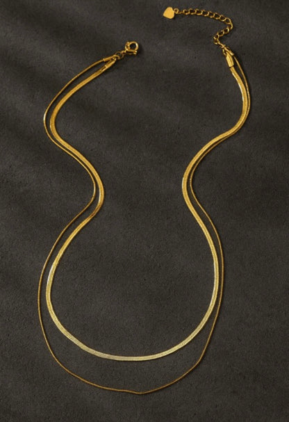 Two Layer Water Proof Herringbone Necklace