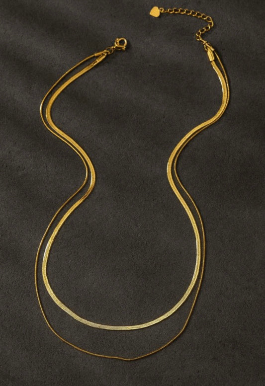 Two Layer Water Proof Herringbone Necklace