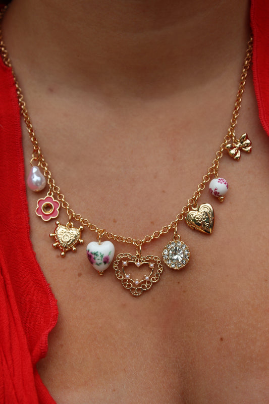 Floral Porcelain Charm Necklace