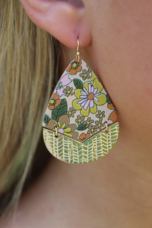 Boho Teardrop Wooden Dangle Earrings