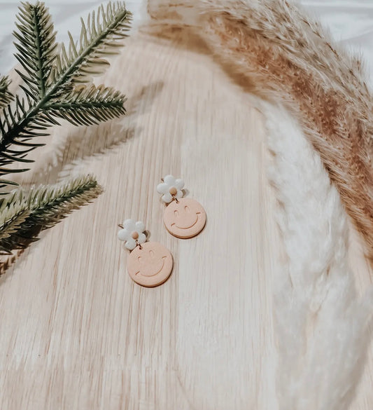 Smiley Face Clay Earrings