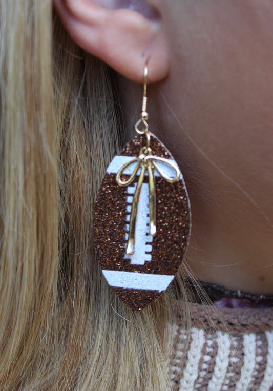 Football & Bow Dangle Earrings