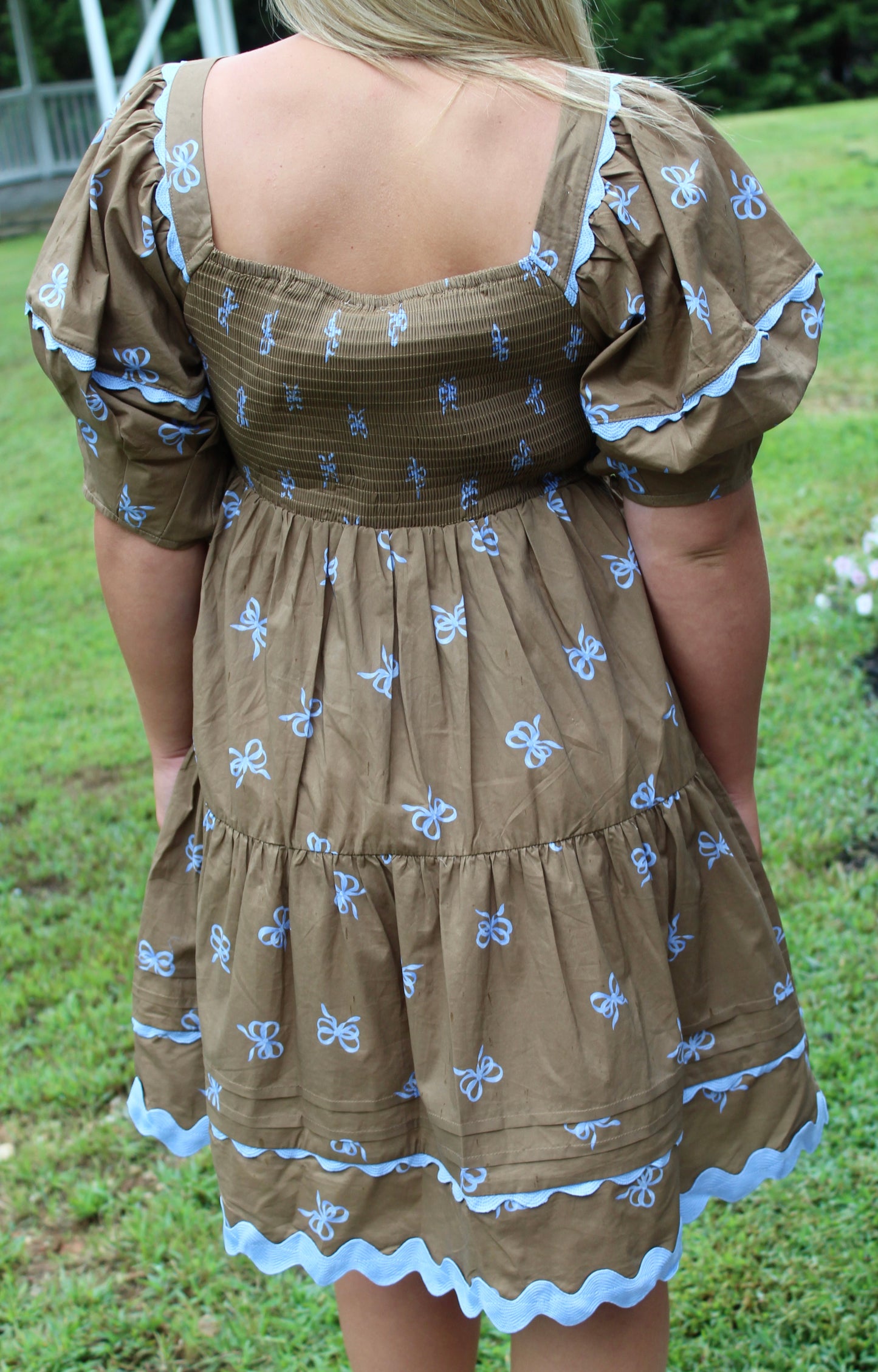 Coffee Cutie Tiered Bow Dress