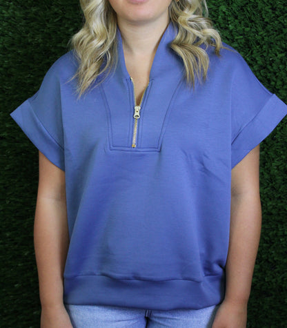 Simply Bubbly Scuba Neck Half Zip Top