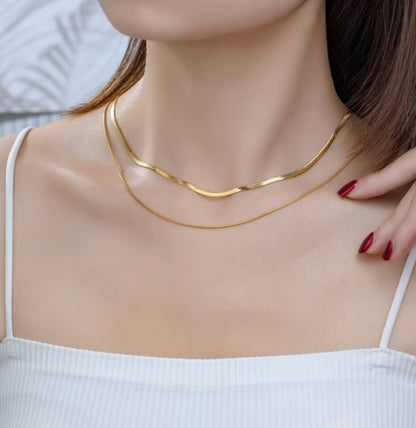 Two Layer Water Proof Herringbone Necklace