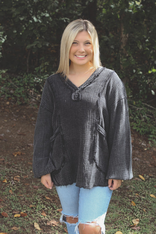 Breezy Feelin' Oversized Gauze Top