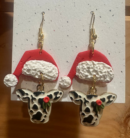 Santa Cow Earrings