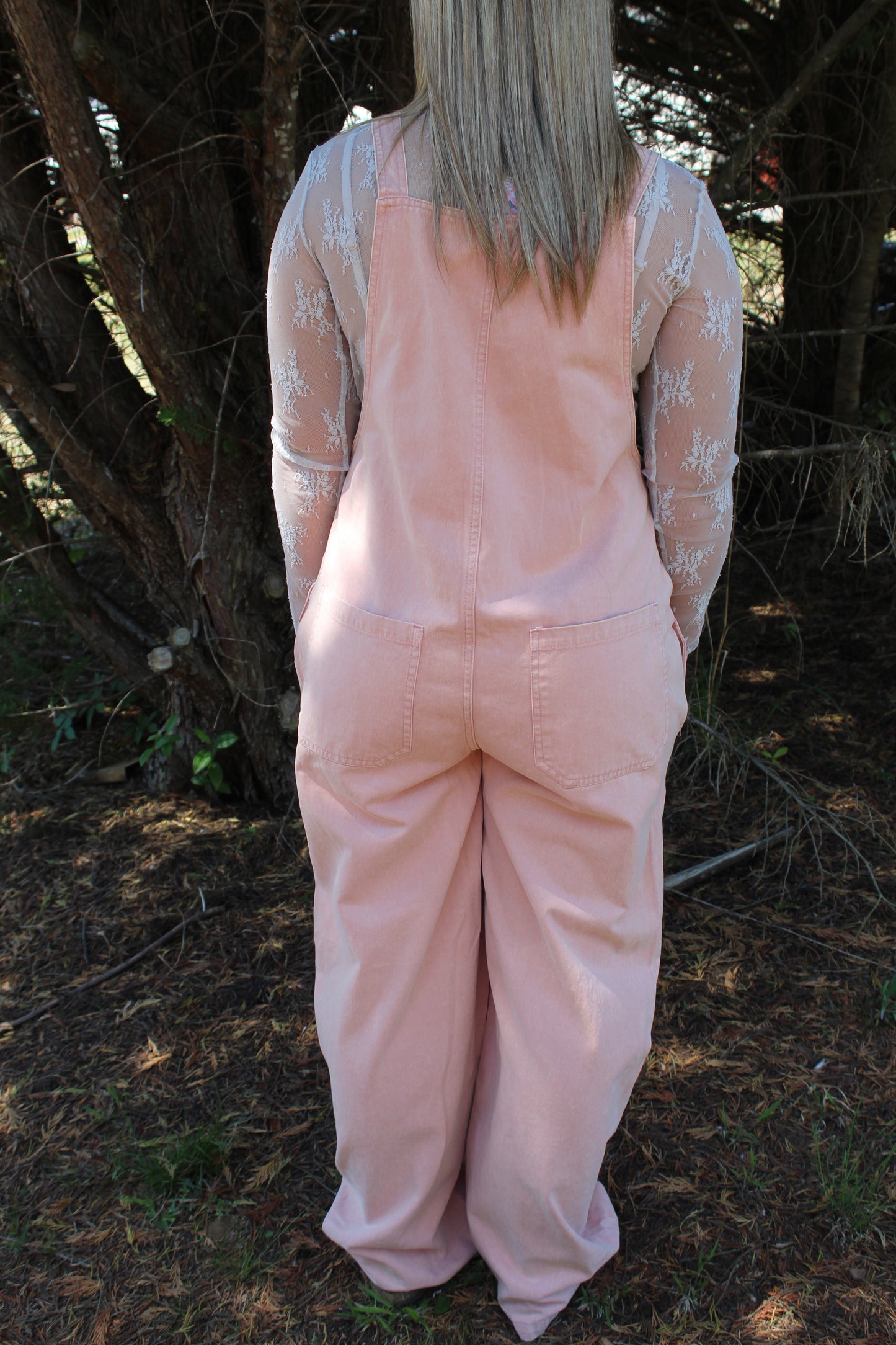 Bow Lace Ribbon Detailed Overalls - Light Mauve