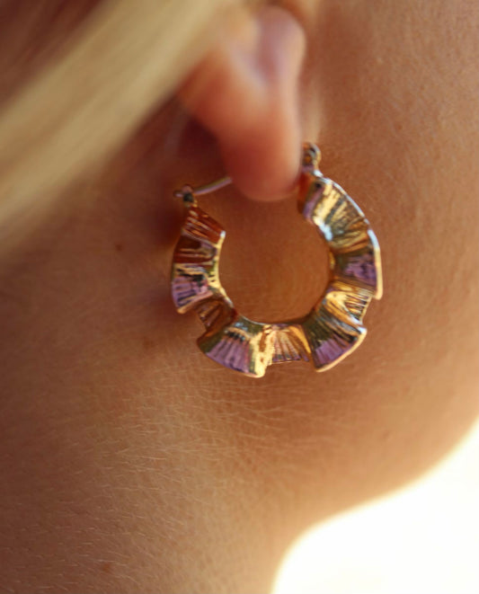 Ruffled Gold Hoop Earrings