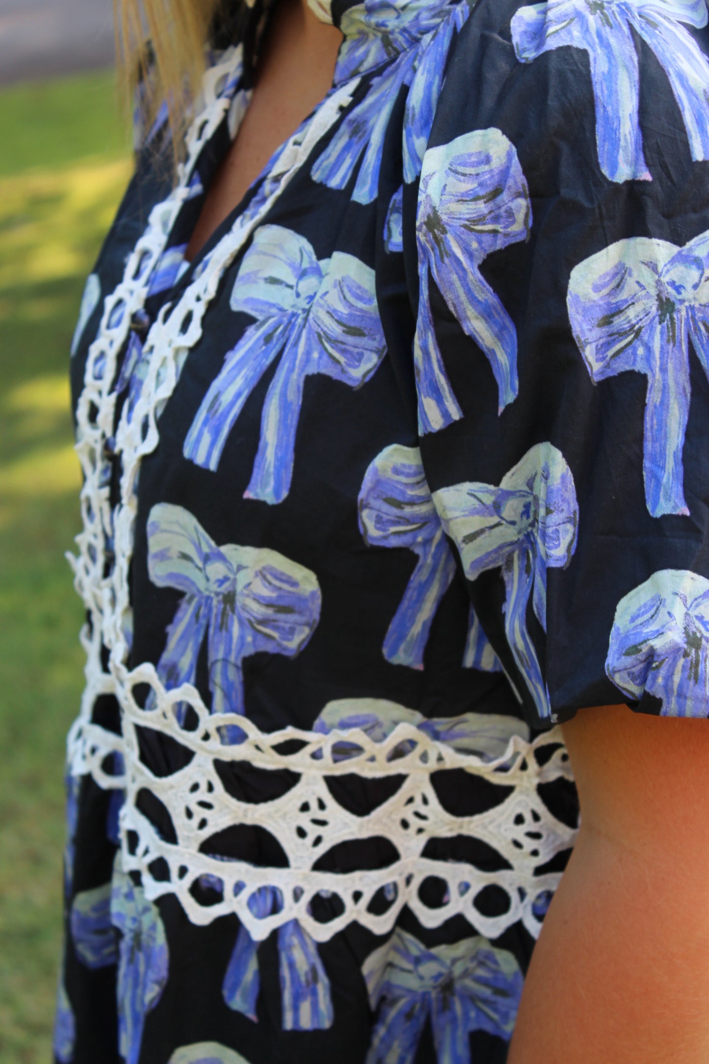 For The Love Of Bows Eyelet Mini Dress