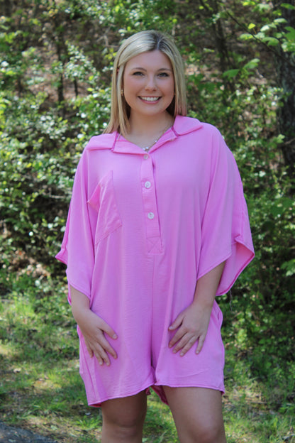 Flirty Feels Oversized Collared Romper