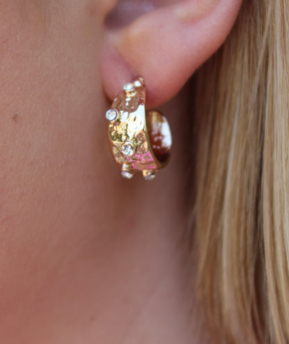 Mini Rhinestone Hoop Earrings