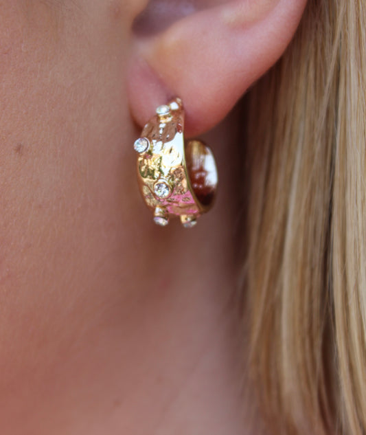 Mini Rhinestone Hoop Earrings